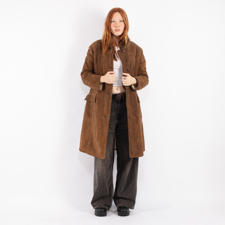 Vintage 70's Women Sheepskin Coat in Brown