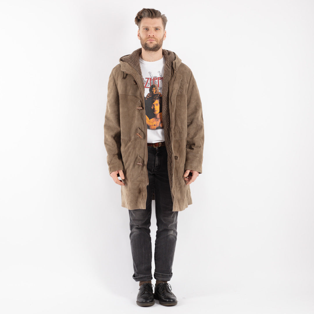 Vintage 90's Men Suede Sherpa Coat in Beige