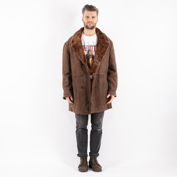 Vintage 70's Men Sheepskin Coat in Brown