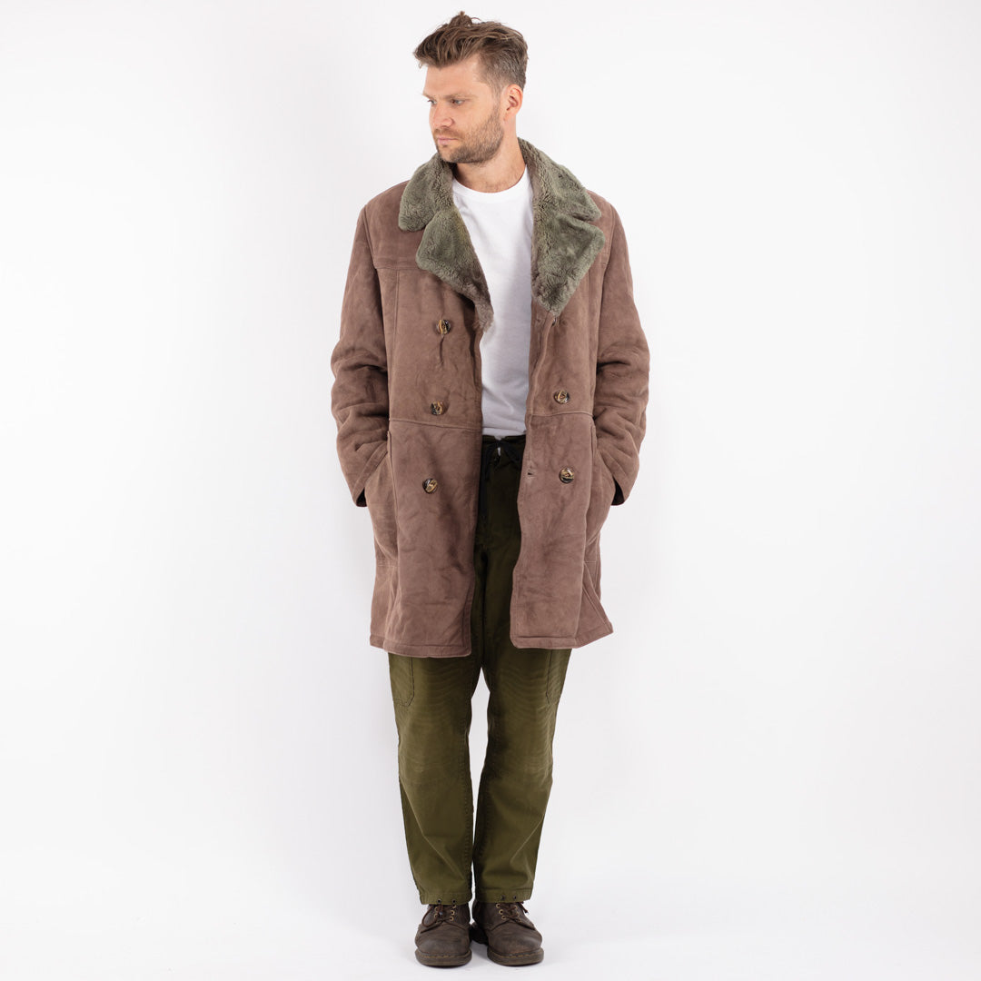 Vintage 70's Men Sheepskin Coat in Brown