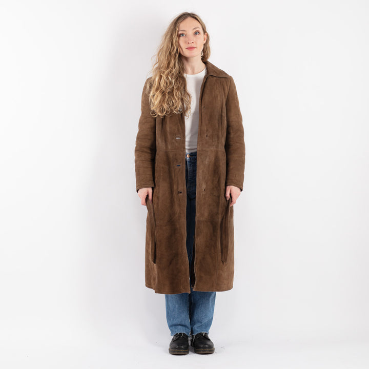 Vintage 70's Women Sheepskin Coat in Brown