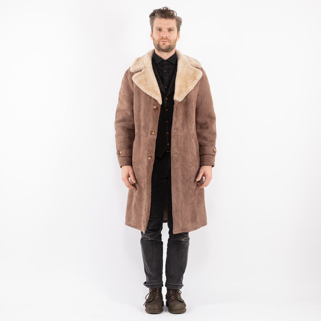 Vintage 70's Men Sheepskin Coat in Beige