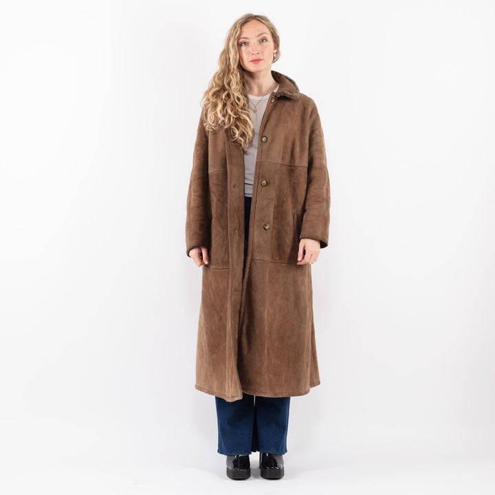 Vintage 70's Women Sheepskin Coat in Brown