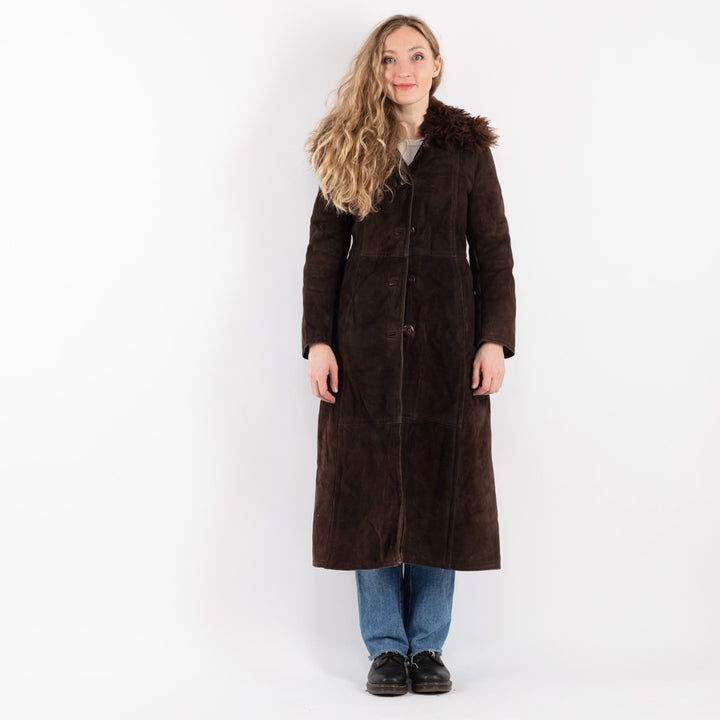 Vintage 70's Women Sheepskin Coat in Brown