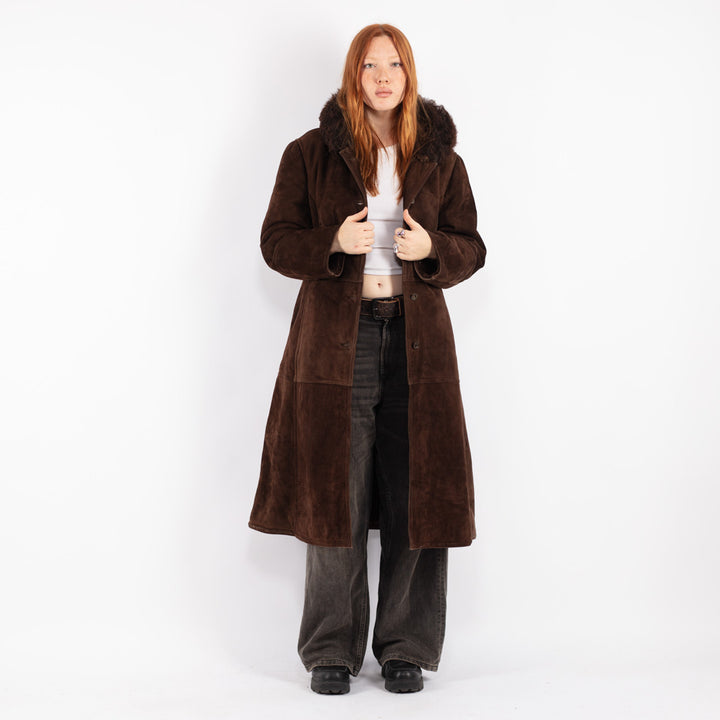 Vintage 70's Women Sheepskin Coat in Brown