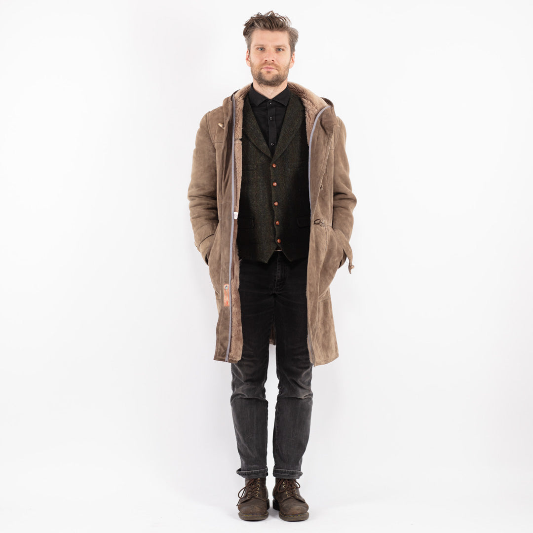 Vintage 70's Men Sheepskin Coat in Beige