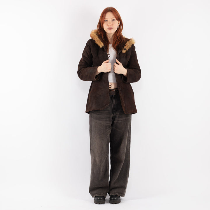 Vintage 70's Women Sheepskin Coat in Brown