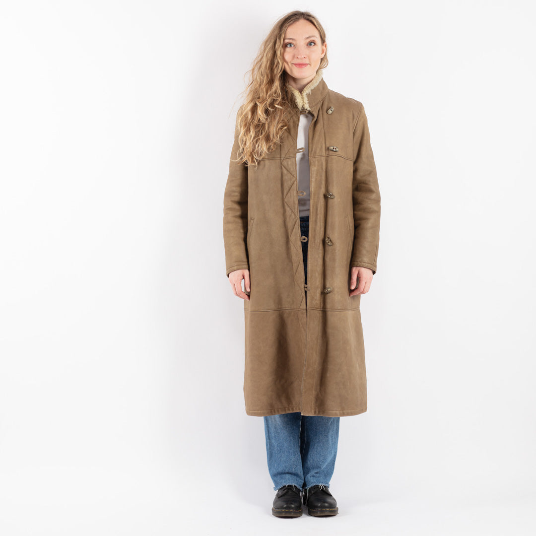 Vintage 70's Women Sheepskin Coat in Beige