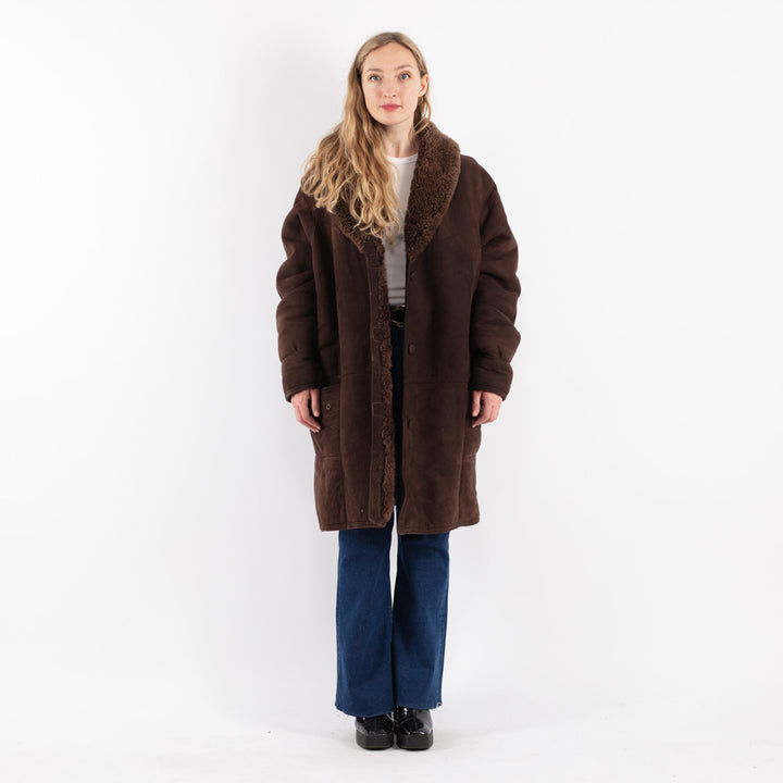 Vintage 70's Women Sheepskin Coat in Brown