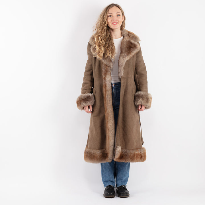 Vintage 70's Women Sheepskin Coat in BrownV9055
