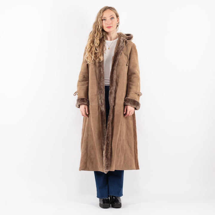 Vintage 70's Women Sheepskin Coat in Beige