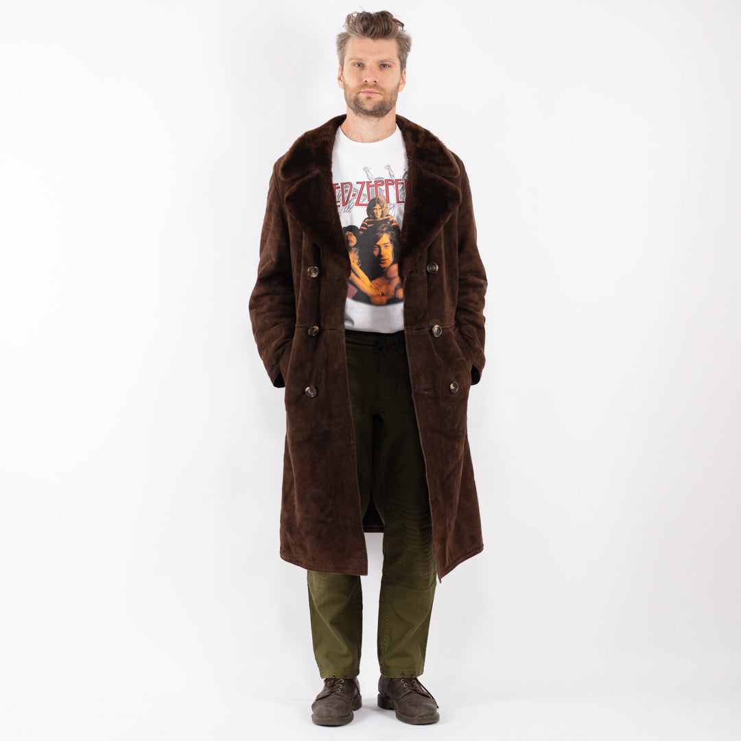 Vintage 70's Men Sheepskin Coat in Brown