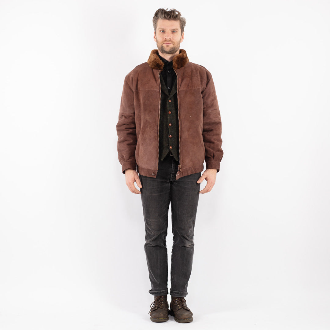 Vintage 70's Men Sheepskin Jacket in Brown