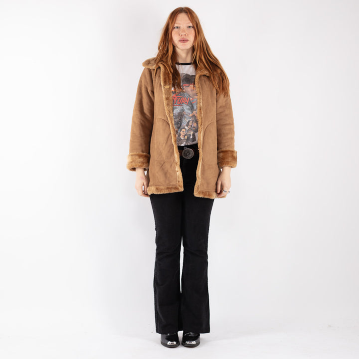 Vintage 90's Women Sherpa Coat in Beige