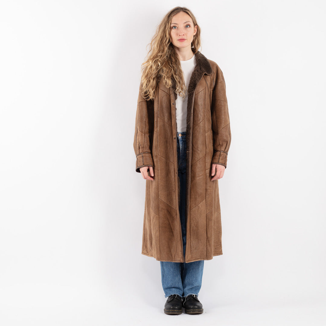 Vintage 90's Women Sheepskin Coat in BrownV9058