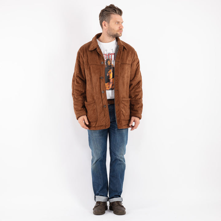 Vintage Men Faux Sheepskin Coat in Brown