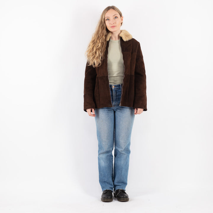 Vintage 70's Women Sheepskin Jacket in Brown
