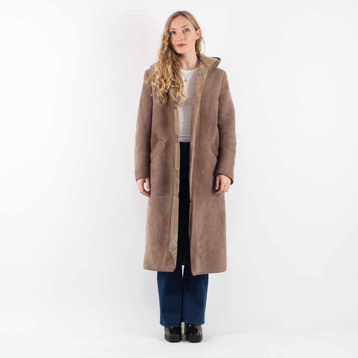 Vintage 70's Women Sheepskin Coat in Beige