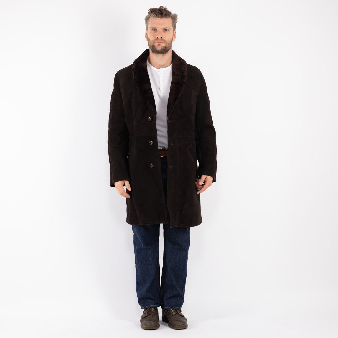 Vintage 70's Men Sheepskin Coat in Brown