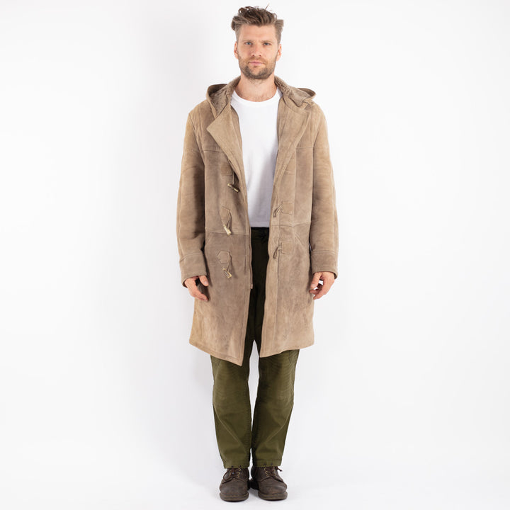 Vintage 70's Men Sheepskin Coat in Beige