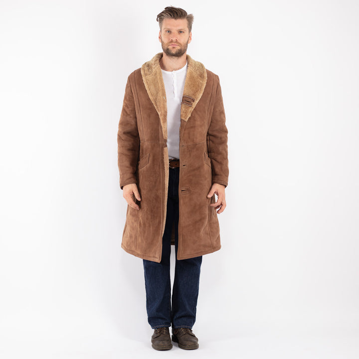 Vintage 70's Men Sheepskin Coat in Brown