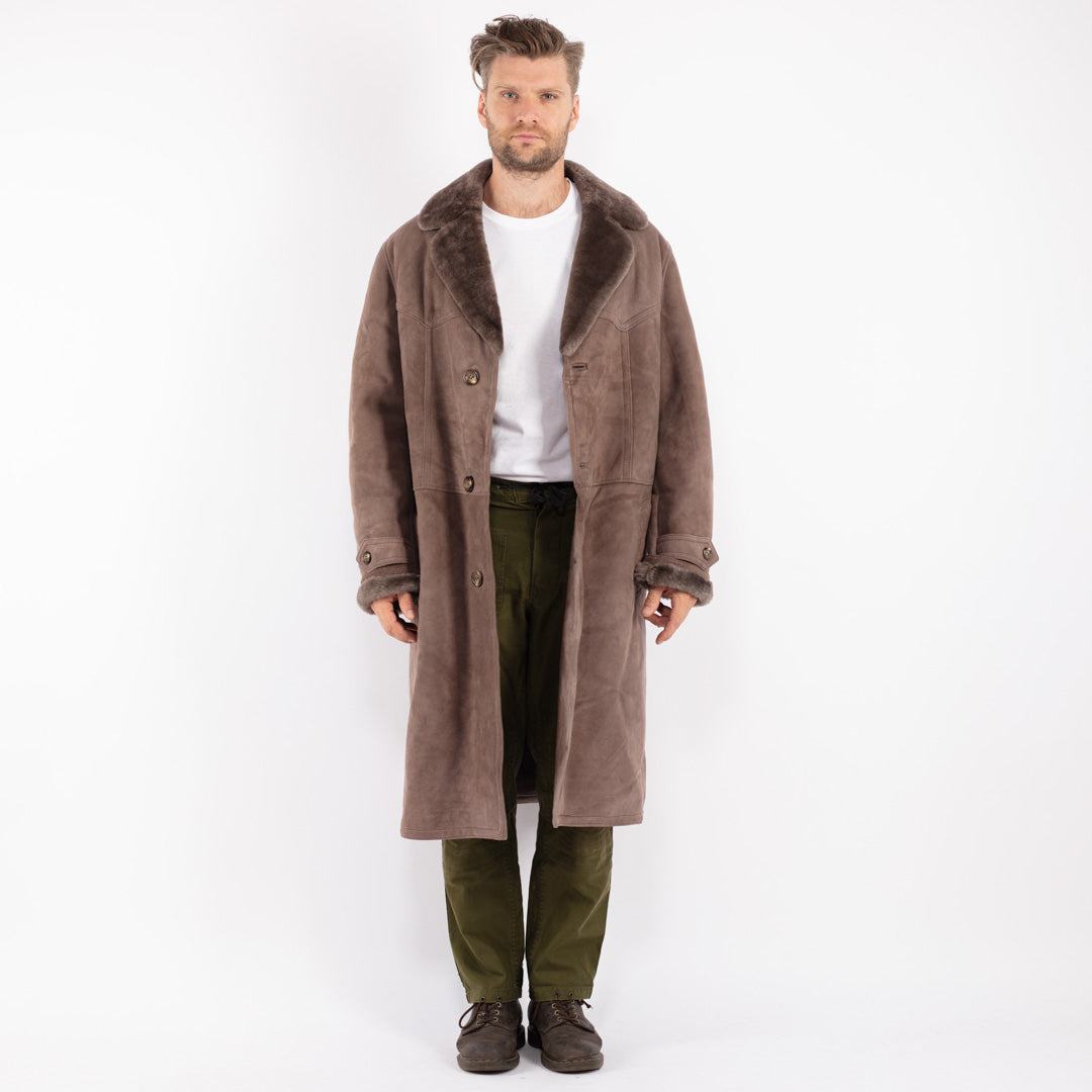 Vintage 70's Men Sheepskin Coat in Brown