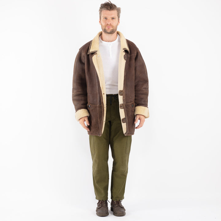 Vintage 70's Men Shearling Coat in Brown