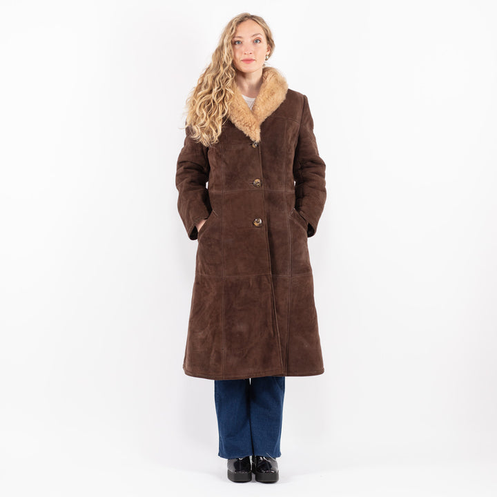 Vintage 70's Women Sheepskin Coat in Brown
