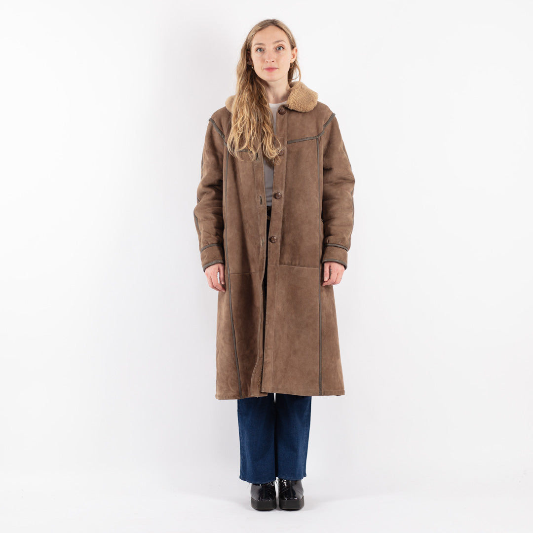 Vintage 70's Women Sheepskin Coat in Beige