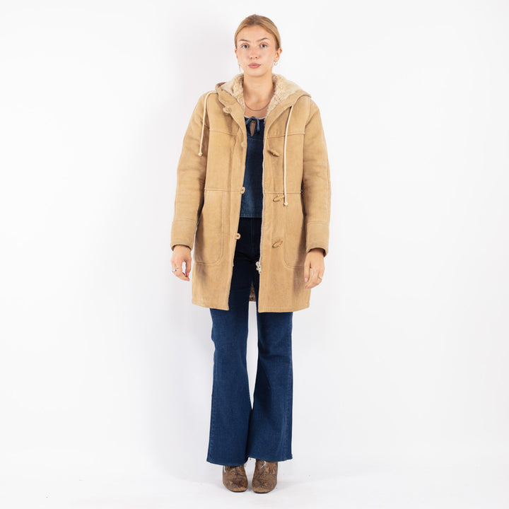 Vintage 70's Women Sheepskin Coat in Beige