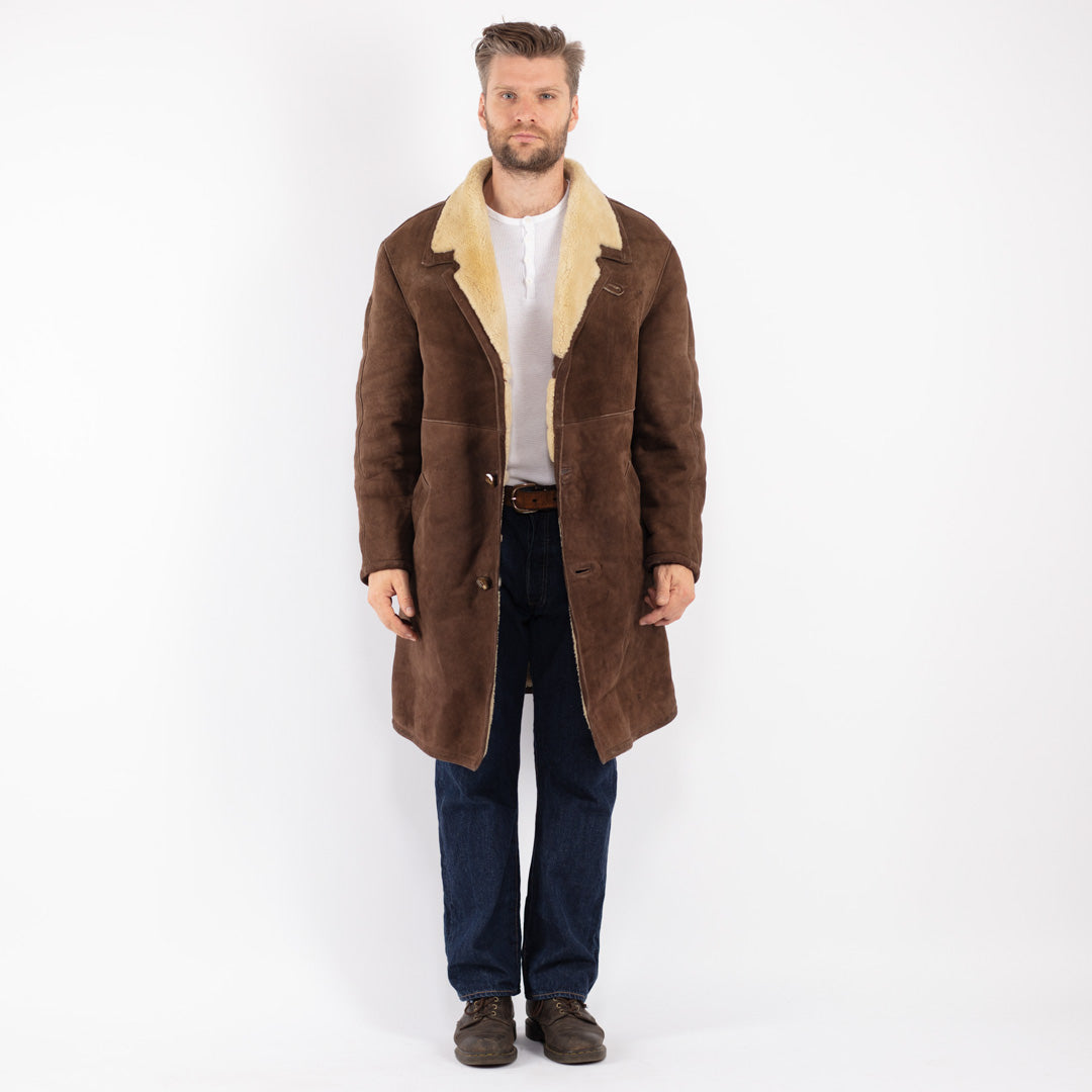 Vintage 70's Men Sheepskin Coat in Brown