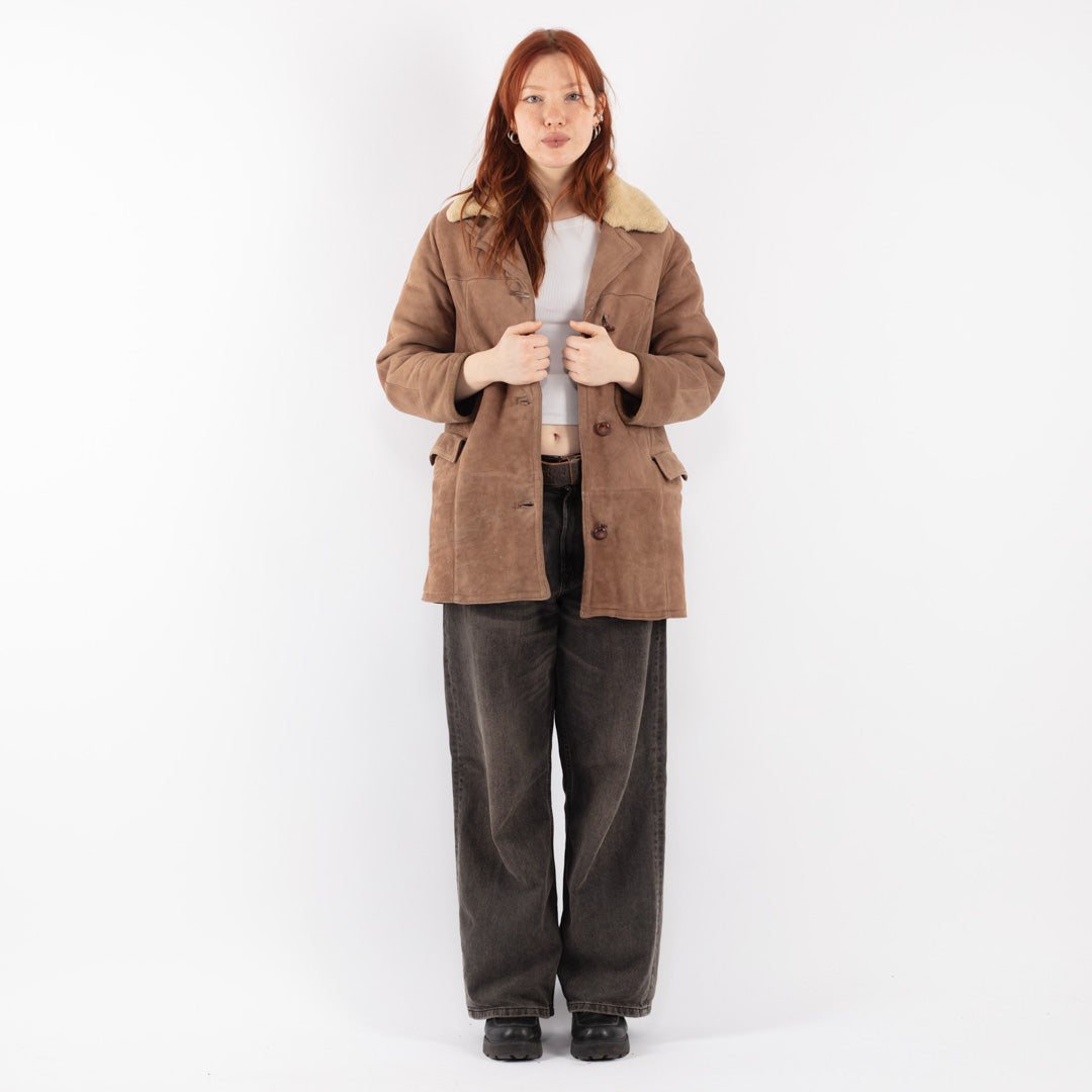 Vintage 70's Women Sheepskin Coat in BrownV8496