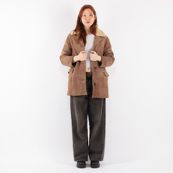 Vintage 70's Women Sheepskin Coat in BrownV8496