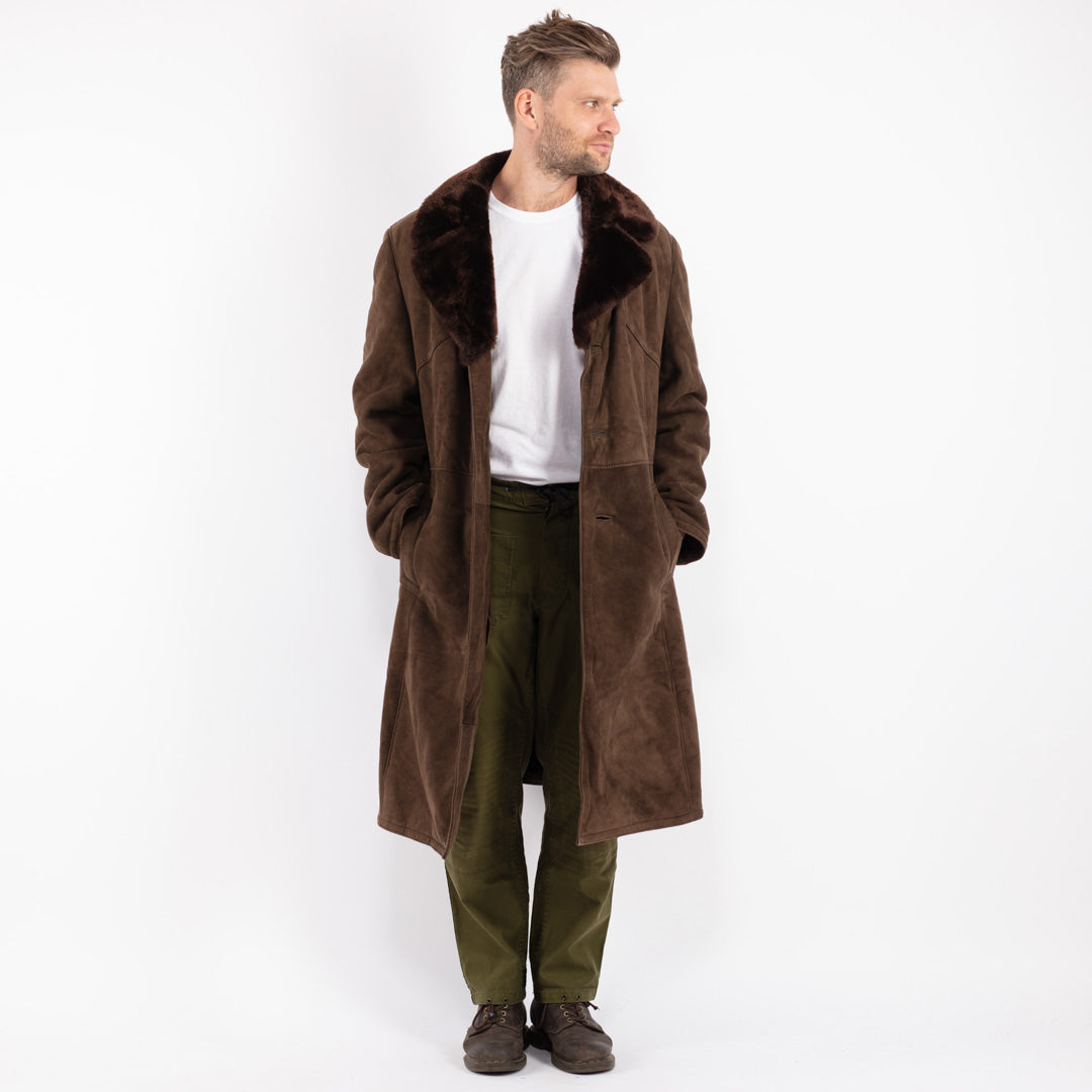 Vintage 70's Men Sheepskin Coat in Brown