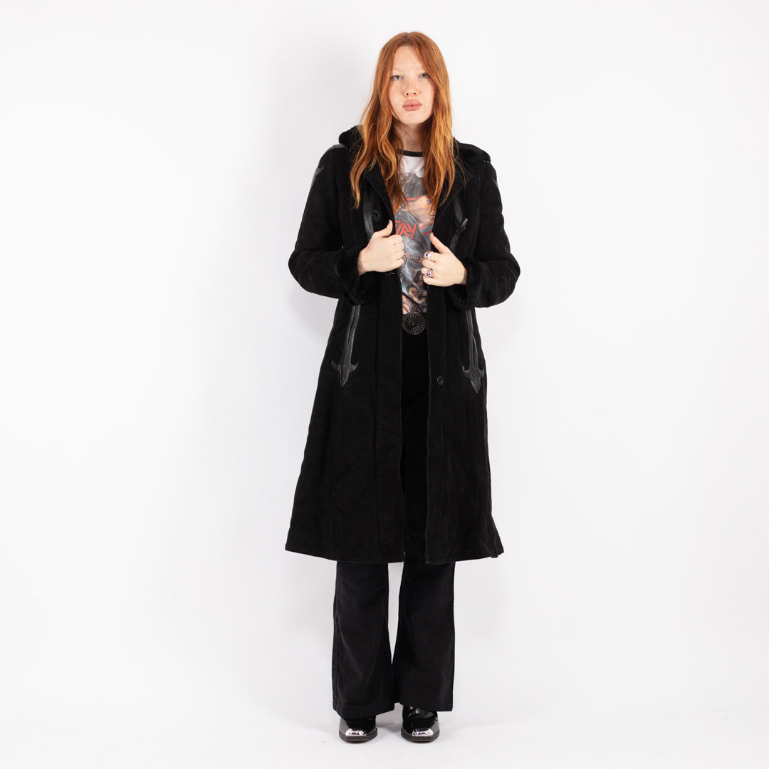 Vintage 70's Women Sheepskin Coat in Black