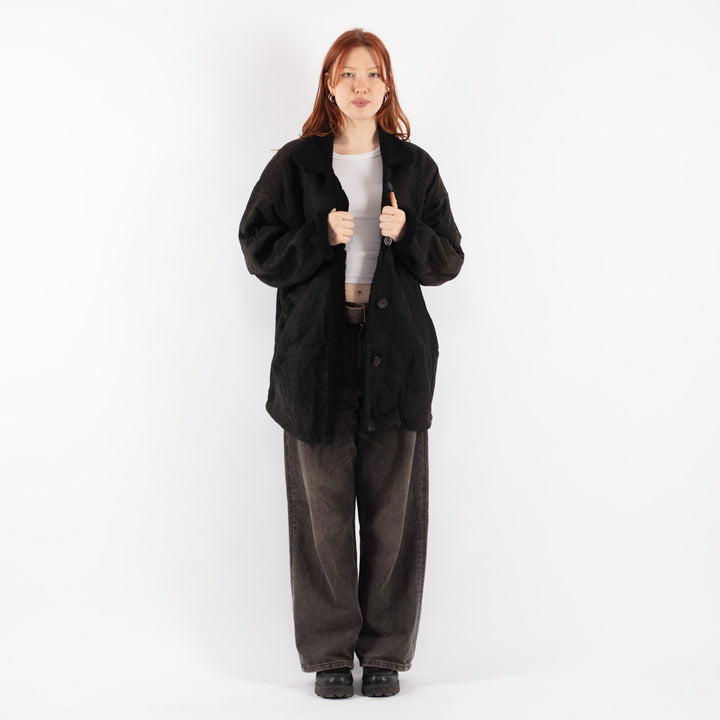 Vintage 90's Women Sheepskin Coat in Black