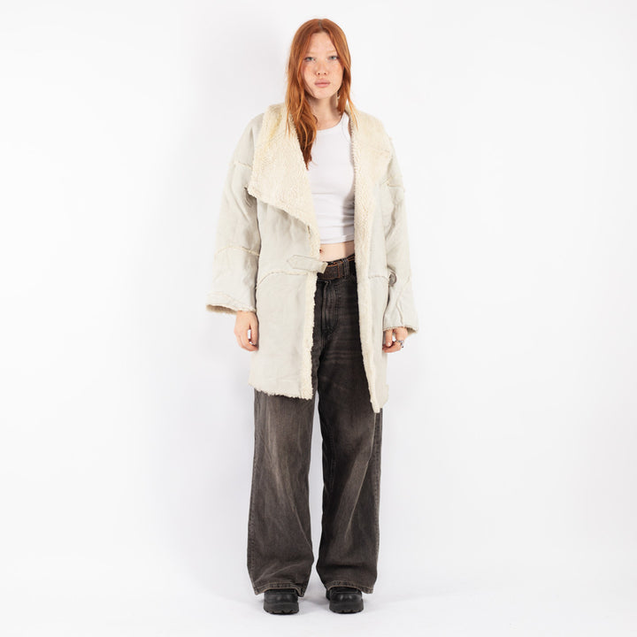 Vintage 80's Women Sheepskin Coat in Beige