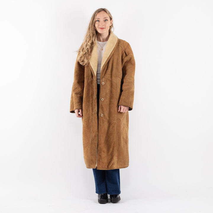 Vintage 80's Women Sheepskin Coat in Beige