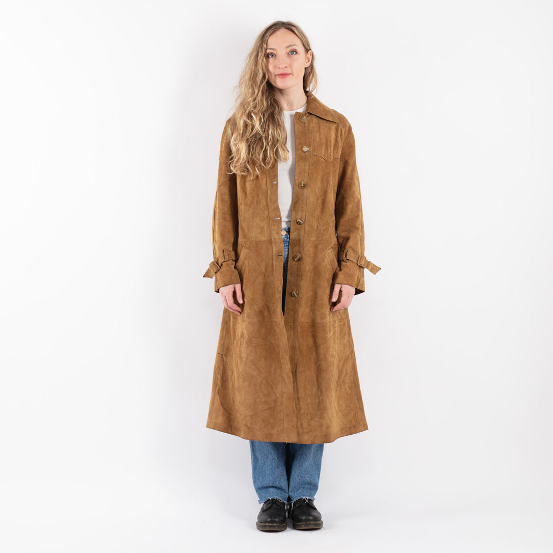 Vintage 90's Women Suede Coat in BrownV9064