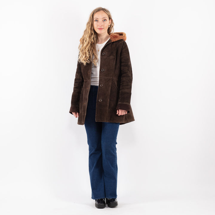 Vintage 70's Women Sheepskin Coat in Brown