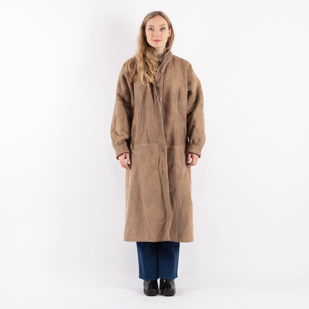 Vintage 80's Women Sheepskin Coat in Beige