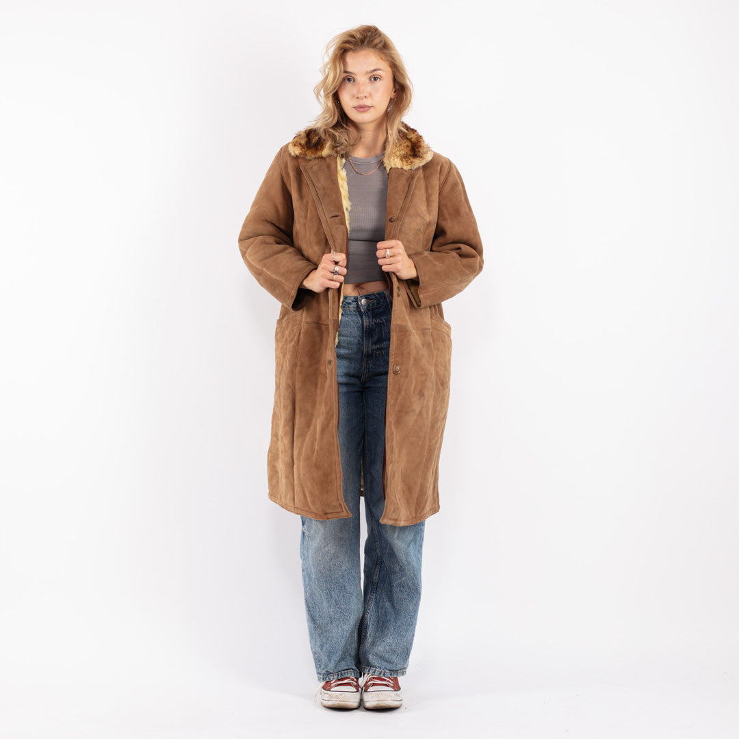 Vintage 70's Women Sheepskin Coat in Brown