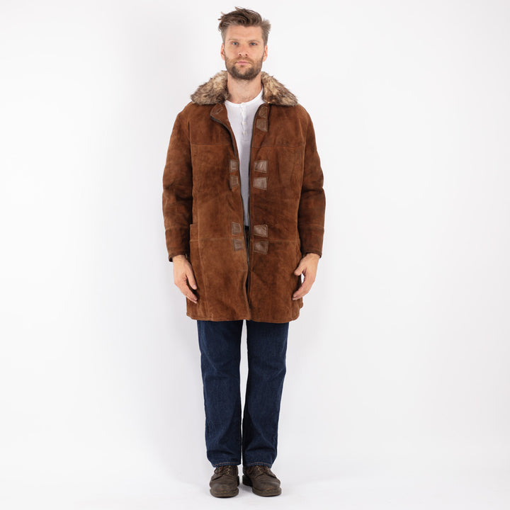 Vintage 70's Men Sheepskin Coat in Brown