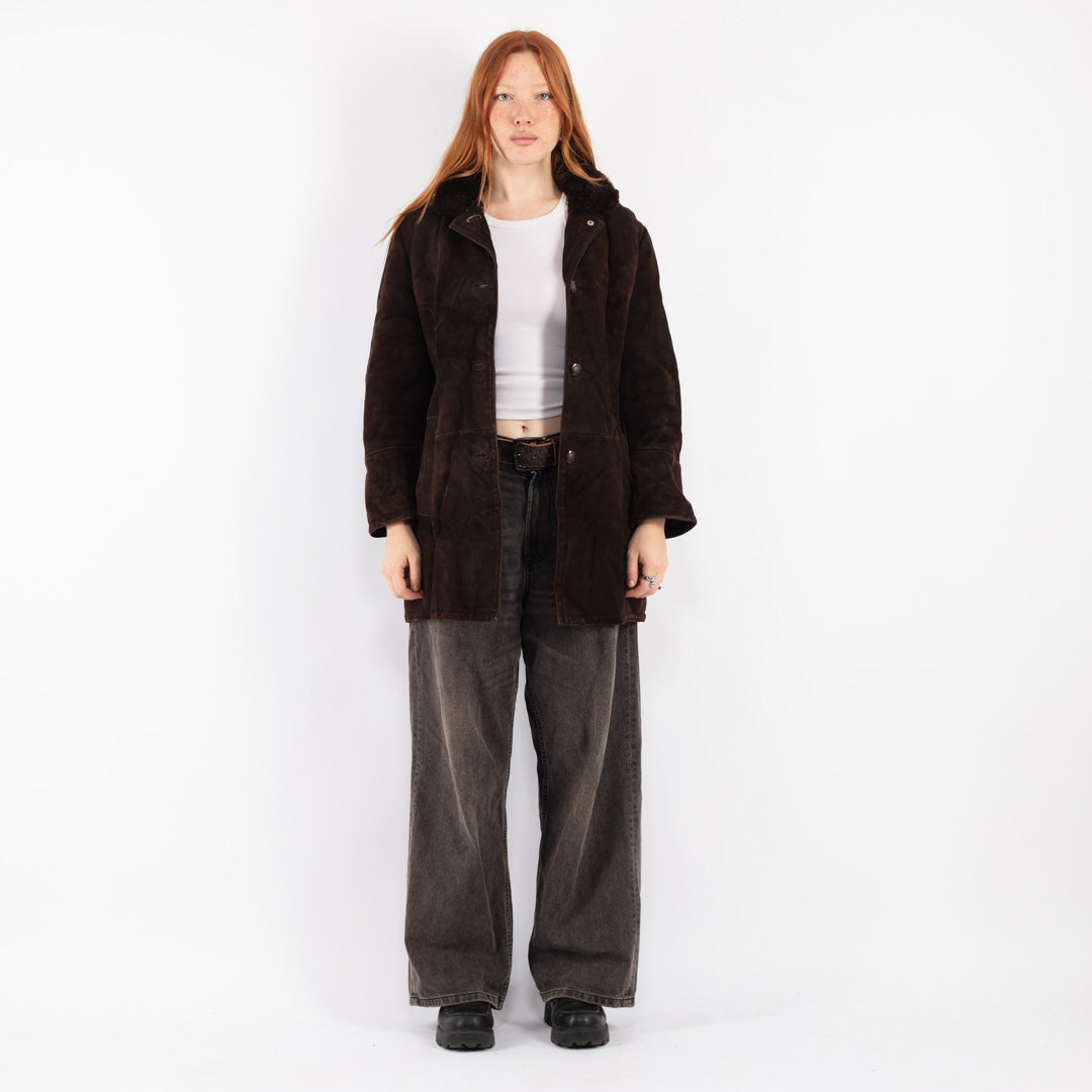 Vintage 70's Women Sheepskin Coat in Brown