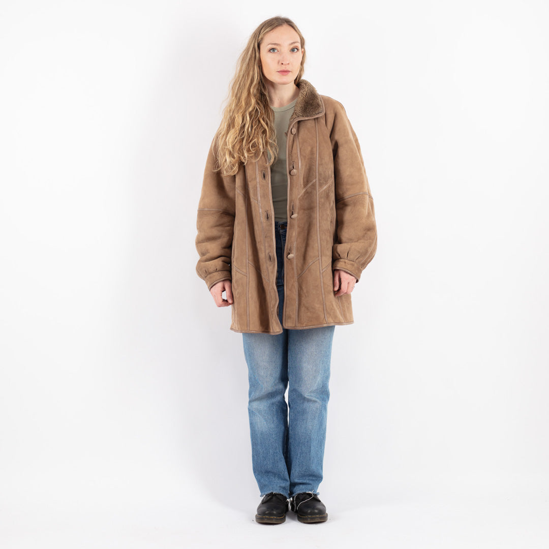 Online Vintage Store | Vintage 80's Women Sheepskin Coat in Beige