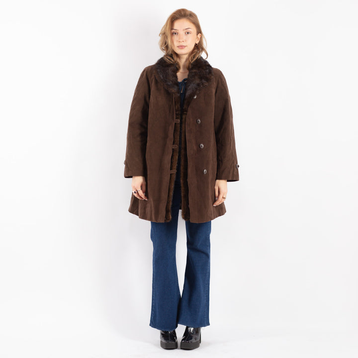 Vintage 70's Women Suede Coat in Brown