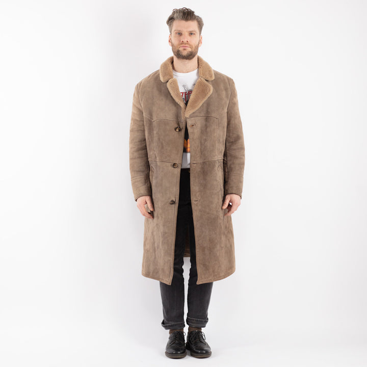 Vintage 70's Men Sheepskin Coat in Beige