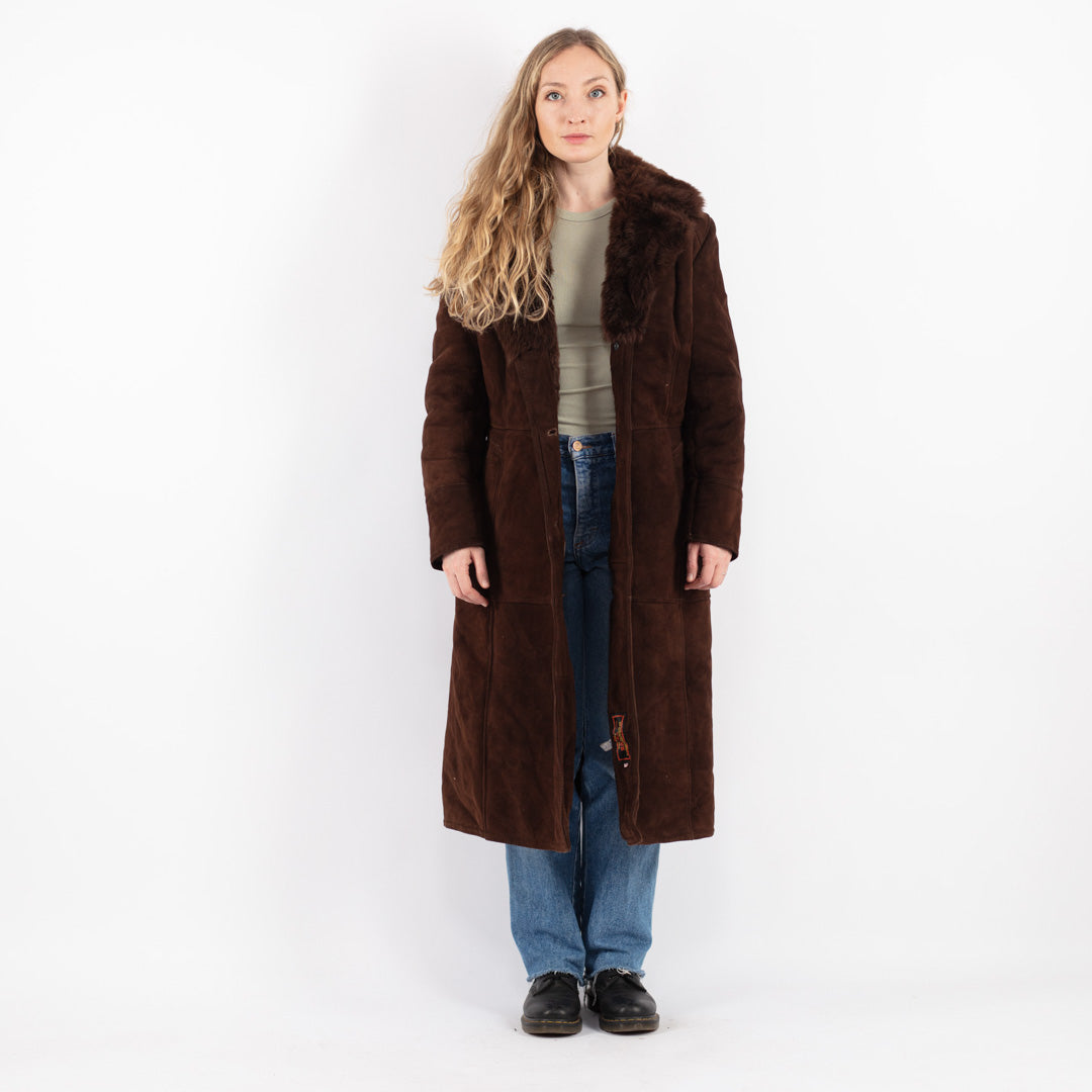 Vintage 70's Women Sheepskin Coat in Brown
