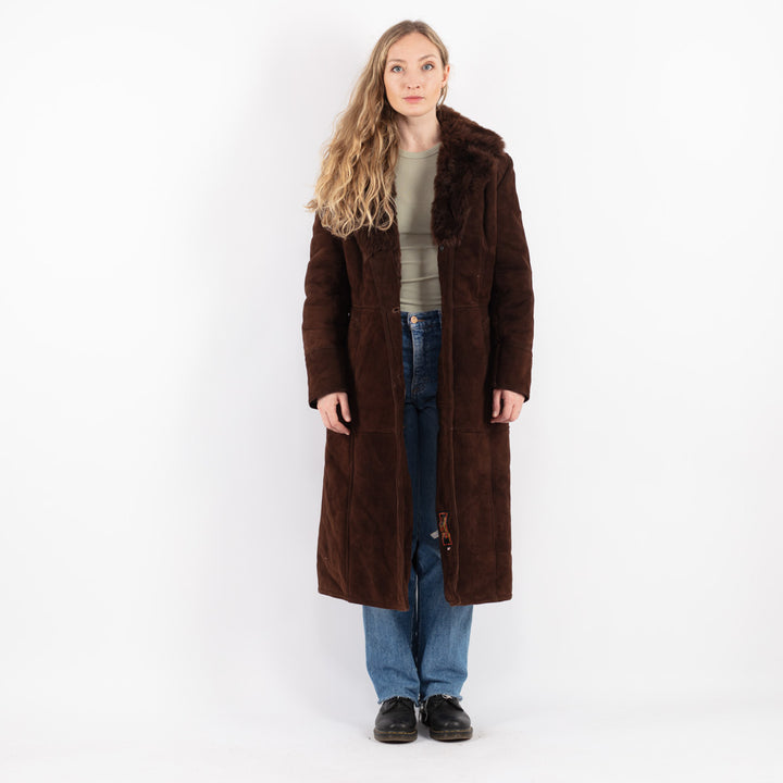 Vintage 70's Women Sheepskin Coat in Brown