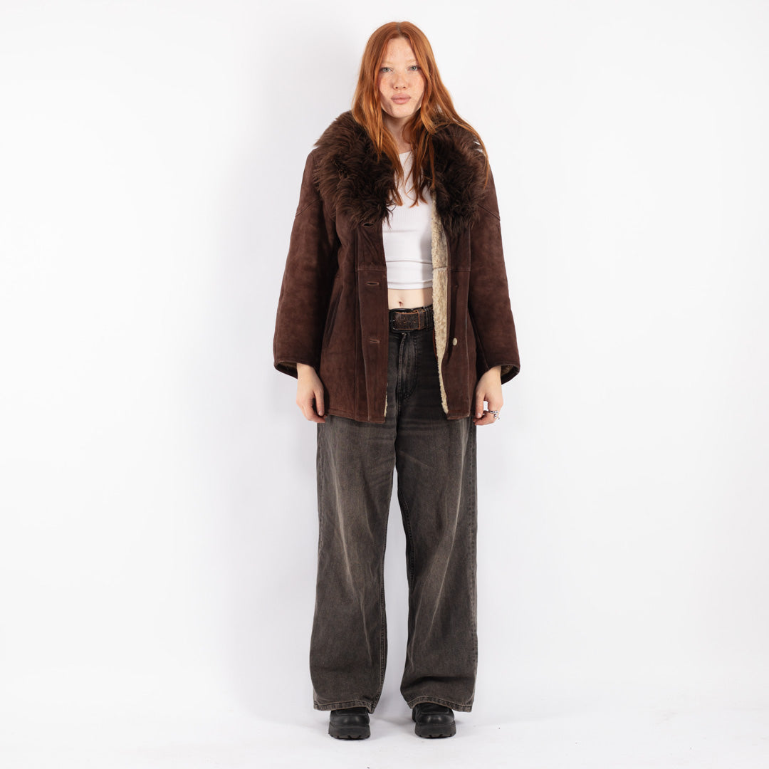 Vintage 70's Women Sheepskin Shearling Coat in